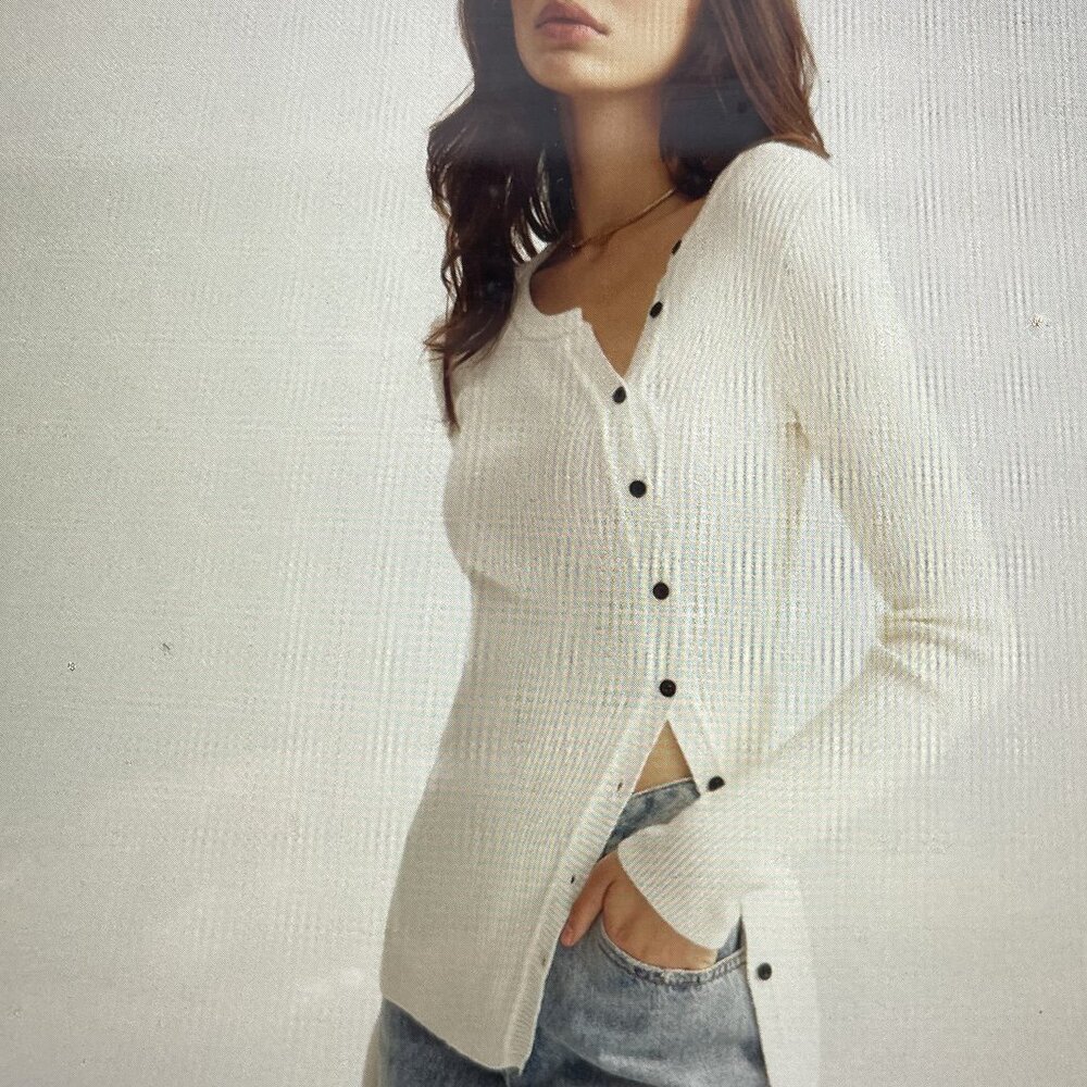 Commense Plain Asymmetrical Breasted Sweater, size XS - NEW